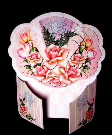 Pink Roses Gatefold Pyramage Shaped Card Plus Bonus Envelope by Dianne Jackson