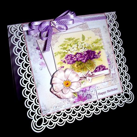 Vase of Violets and Lilies, Card with Decoupage by Dianne Jackson