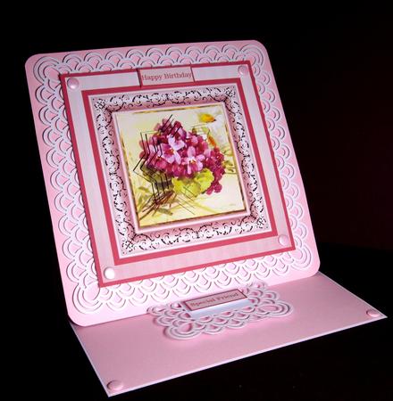 Pink Vintage Flowers for Mother's D Card with Shaped Pyramid by Dianne Jackson