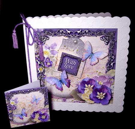 Cardtopper with Inlet Purple Butterflies 325 by Dianne Jackson