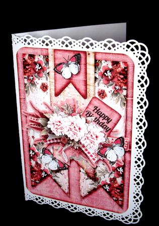 A5 Cardtopper Red White Flowers 332 by Dianne Jackson