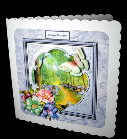 Bluebell Woods with Flowers 7x7 Card with Decoupage by Dianne Jackson