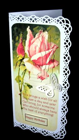 Pink Rose Buds Dl Card with Pyramid Layers by Dianne Jackson