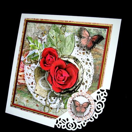 Cardtopper Singlesheet Red Roses 103 by Dianne Jackson