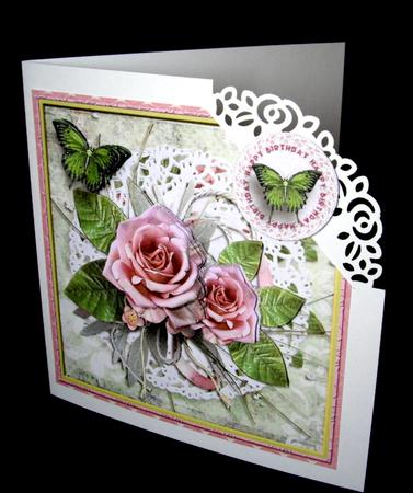 Cardtopper Singlesheet Pink Roses 102 by Dianne Jackson