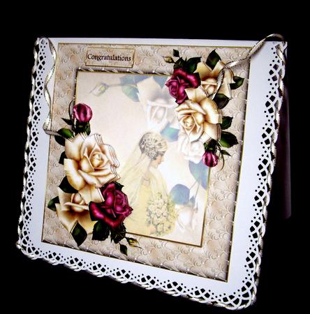 Vintage Bride and Rose 7x7 Card with Decoupage by Dianne Jackson