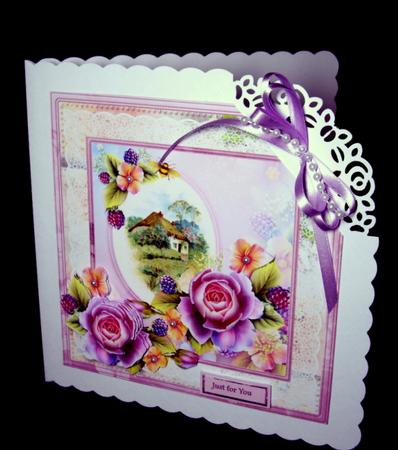 Country Home 7x7 Card with Decoupage and Toppers by Dianne Jackson