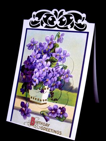Vintage Purple Flowers Scalloped Pyramid by Dianne Jackson