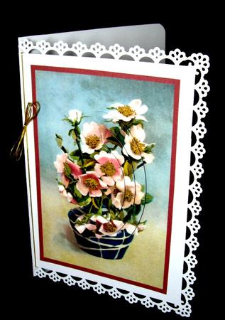 Vintage Vase with Pink Flowers Oval Pyramid by Dianne Jackson