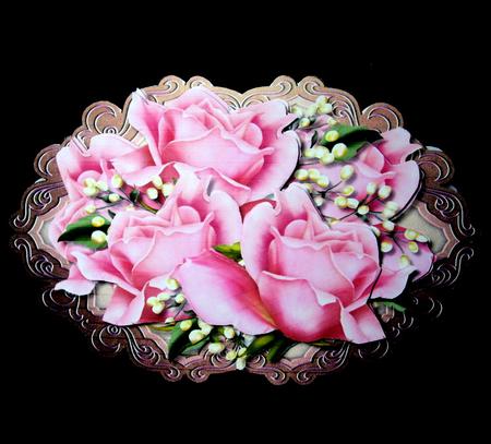 Classic Pink Roses Oval Topper & Stand Mini Kit by Dianne Jackson