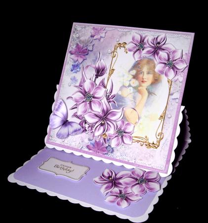 Vintage Lady and Flowers 7x7 Card by Dianne Jackson