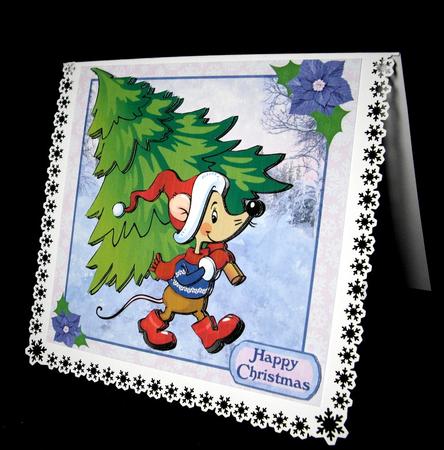 Snowy Scene Mouse with Christmas Tree Card Mini Kit by Dianne Jackson