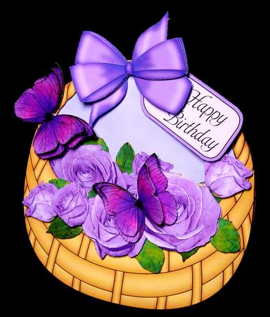 3D Butterflies & Roses Rocking Basket by Dianne Jackson