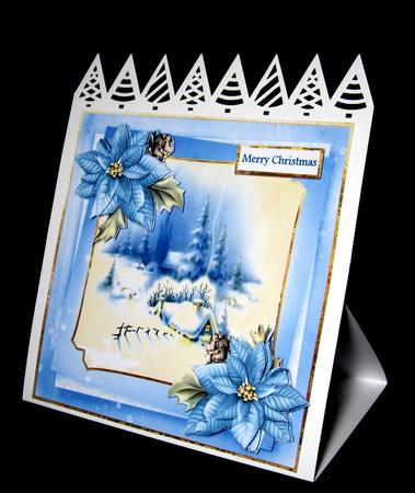 Blue Christmas and Snow 7x7 Card with Decoupage by Dianne Jackson