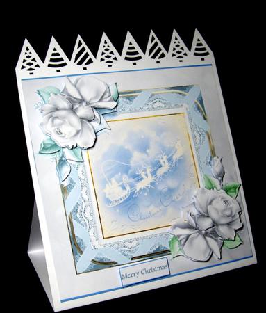 Santa Flying Through the Sky 7x7 Card by Dianne Jackson