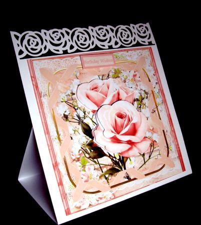Ribbon and Roses 7x7 Card with Decoupage by Dianne Jackson
