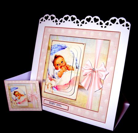 Vintage Soft Pink Baby Girl Cardtopper 526 by Dianne Jackson