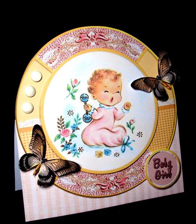 Round Over the Top Card Baby Girl Pink 536 by Dianne Jackson