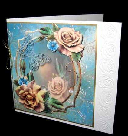 Rose and Pearl 7x7 Card with Decoupage by Dianne Jackson