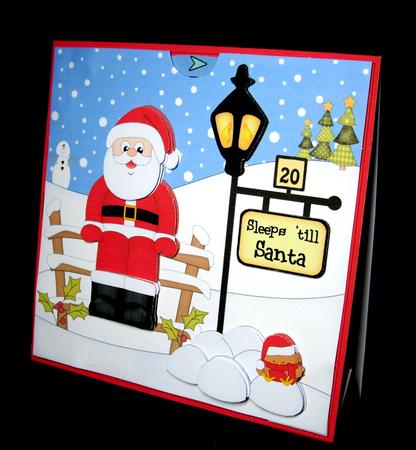 3D Xmas Santa Sleeps Till Santa Countdown Moveable Card by Dianne Jackson