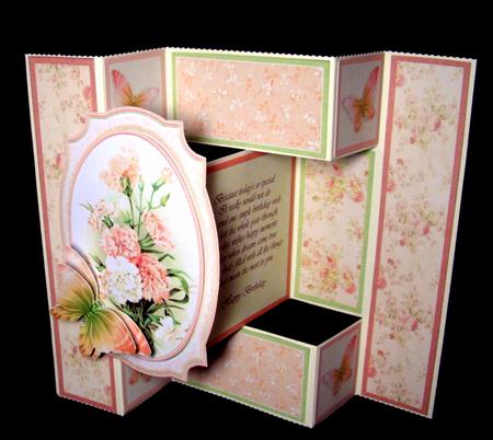 Peach Carnations Double Pop Out Card Kit by Dianne Jackson