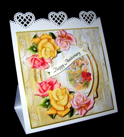 Rose Garden View 7x7 Card with Decoupage by Dianne Jackson