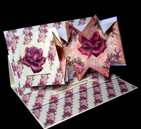 Exploding Card Wine Rose with Lace by Dianne Jackson