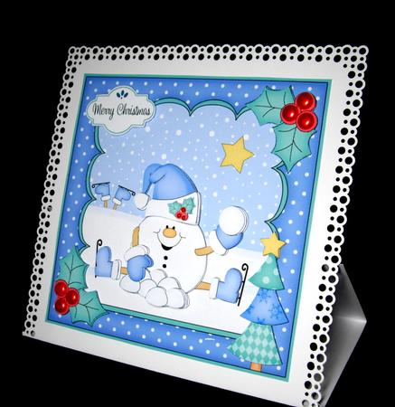 8x8 Christmas Skating Snowball Sam Mini Kit 3D Decoupage by Dianne Jackson