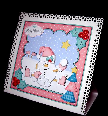 8x8 Christmas Skating Snowball Sam Mini Kit 3D Decoupage by Dianne Jackson