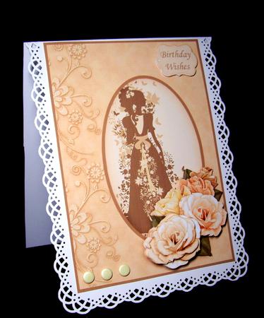 Silhouette Lady & Roses in Coffee & Cream Decoupage by Dianne Jackson