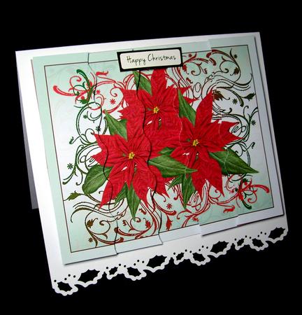 Poinsettia with Flourishes Wavey Side Stacker by Dianne Jackson