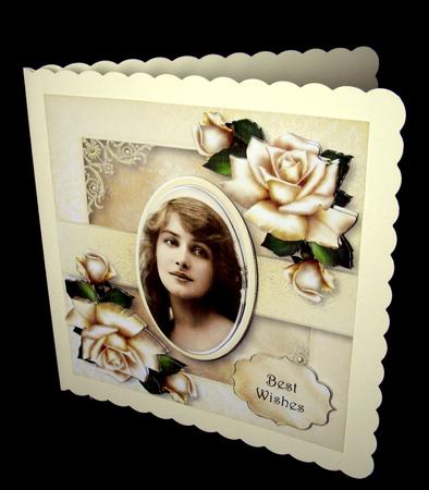 Vintage Cameo with Ivory Roses 8x8 Quick Topper by Dianne Jackson