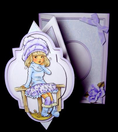Girl on Fence Diamond Fold Card Kit by Dianne Jackson