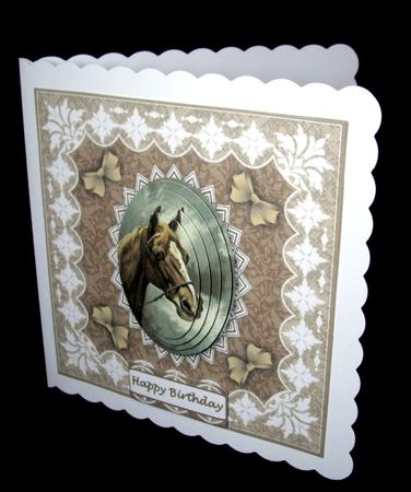Horse Cameo 'n Lace Pyramid Square Card Front by Dianne Jackson
