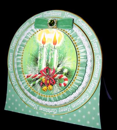 Candle Duo Happy Christmas 8in Round Ruffle Mini Card Kit by Dianne Jackson