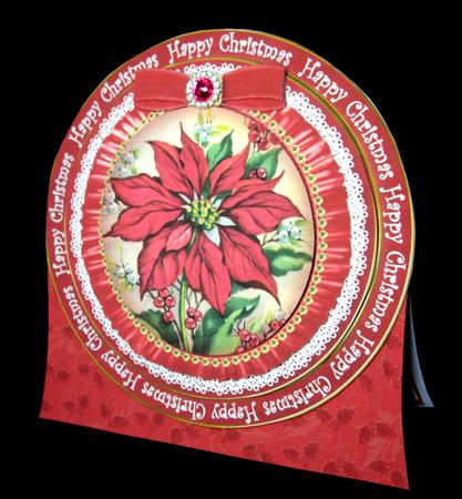 Red Poinsettia Happychristmas 8in Round Ruffle Mini Card Kit by Dianne Jackson