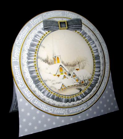 Ice Church Happy Christmas 8in Round Ruffle Mini Card Kit by Dianne Jackson