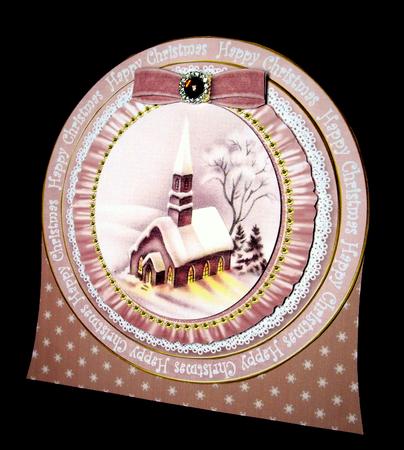 Church Lights Happy Christmas 8in Round Ruffle Mini Card Kit by Dianne Jackson