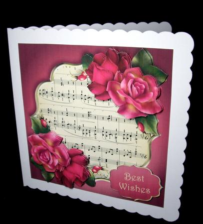 Beautiful Vibrance Roses & Sheet Music 8x8 Quick Topper by Dianne Jackson