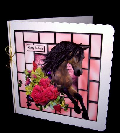 Wild Mustang & Red Rose's Card Topper & Decoupage by Dianne Jackson