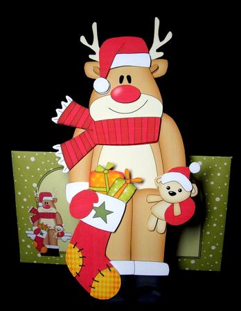 3D on the Shelf Card Kit - Christmas Rudolph's Stocking by Dianne Jackson