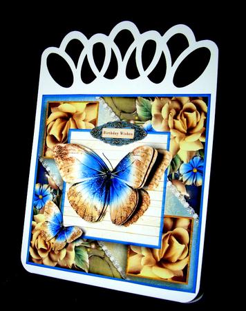 Cardtopper Flowers & Butterfly Elegant Creme Beige 668 by Dianne Jackson