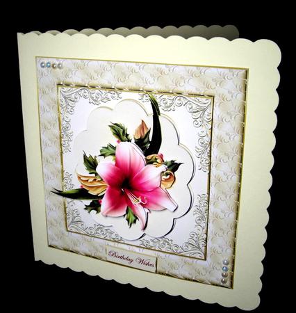 Amaryllis 7x7 Card Front with Decoupage by Dianne Jackson