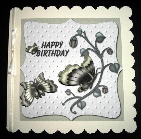 Butterfly Birthday Card Front with Decoupage by Dianne Jackson