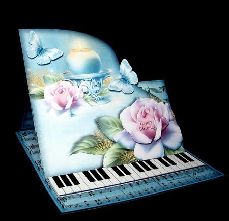 Piano Easel Card Soft Blue Light 746 by Dianne Jackson