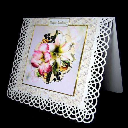 Festive Amaryllis 7x7 Card with Decoupage by Dianne Jackson