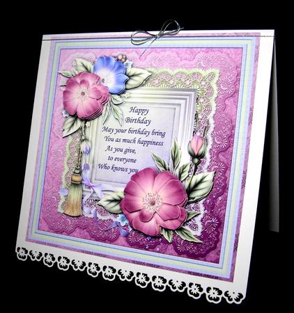 8x8 Raspberry & Mint Florals Topper & Decoupage by Dianne Jackson