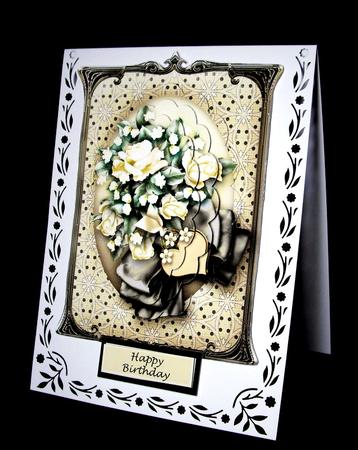 White Roses Bouquet in a Bronze Frame Pyramage by Dianne Jackson