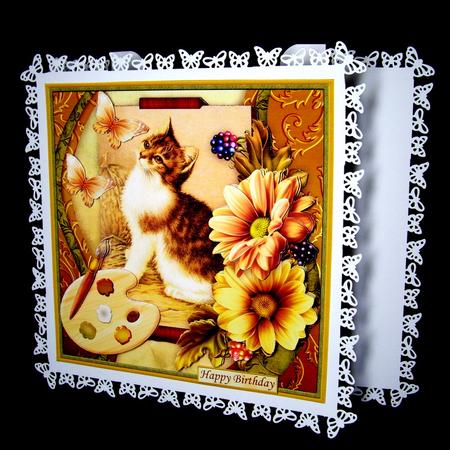 Artists Canvas Purrfect Day Kitten 7.5 Decoupage Mini Kit by Dianne Jackson