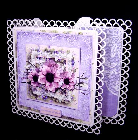 Purple Flowers 7.5 Card with Decoupage by Dianne Jackson